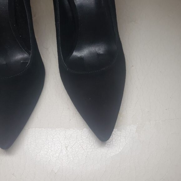 NNIB Nine West Zealand Pointed Gold Block-Heel Suede Pumps 6.5m NEW KKK - Picture 5 of 7